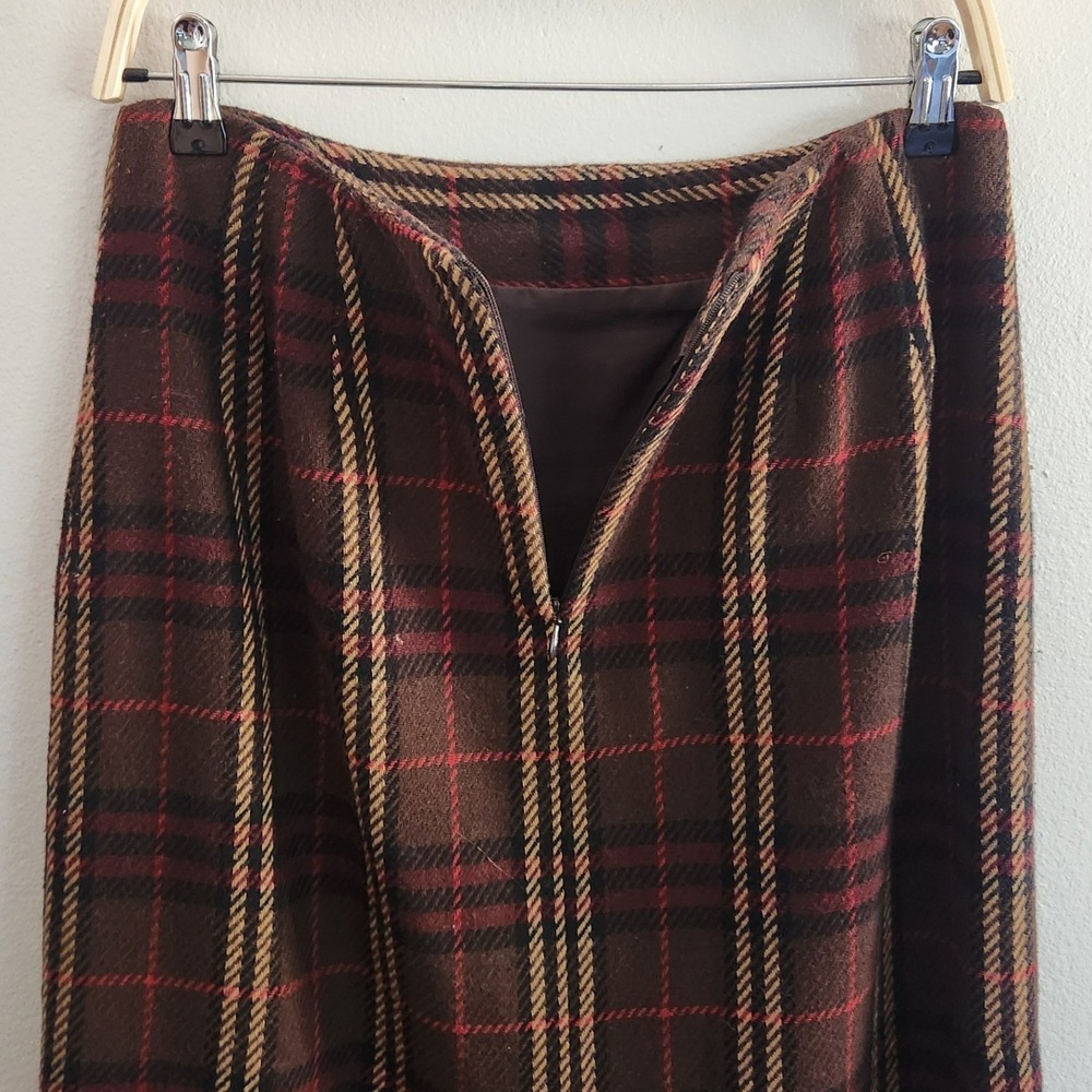 Vintage Worthington Fringed Plaid Flannel Blanket Maxi Skirt 8 Wool Blend Preppy - Picture 3 of 11